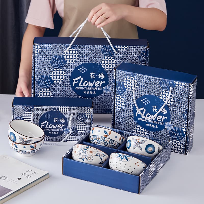 Home Ceramic Rice Bowl Set, Cross-Border Bowl and Chopstick Set, Souvenir Gift, Practical Small Gift, Wholesale Bowls and Dishes