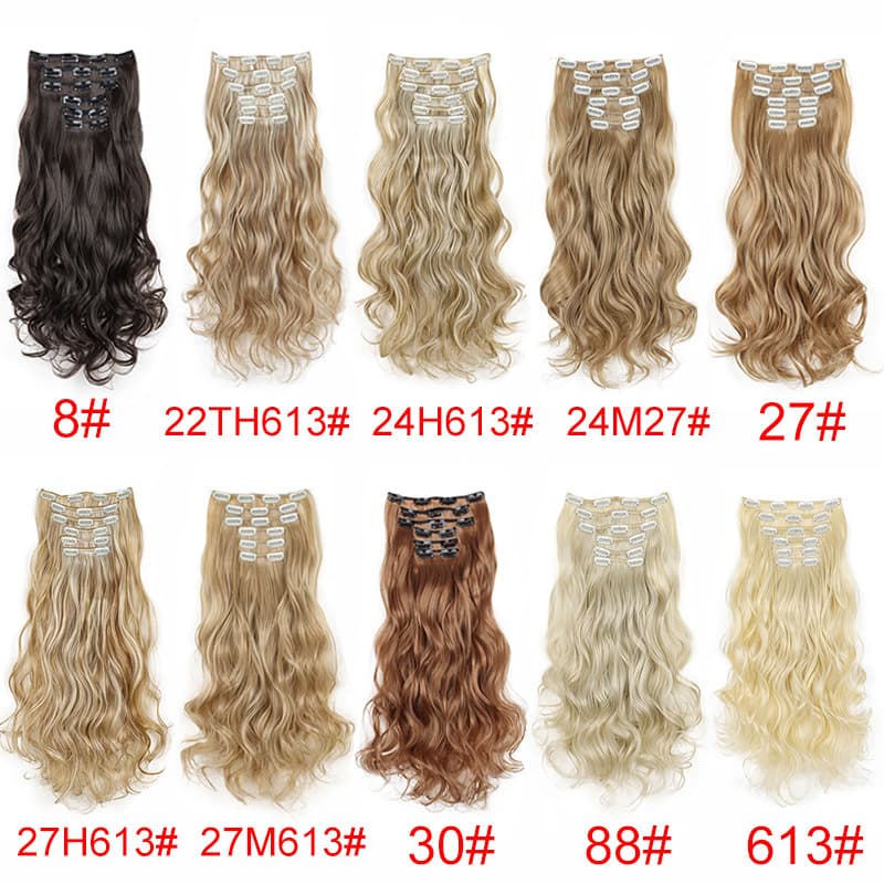 Hair Extension Set for Women 6-Piece Clip-In Curly Wig 16 Clips Long Curly Wig in Stock for Export