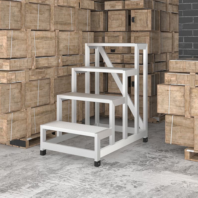 Aluminum alloy step stool with widened steps for warehouse, supermarket stocking, and 3-4 step elevation