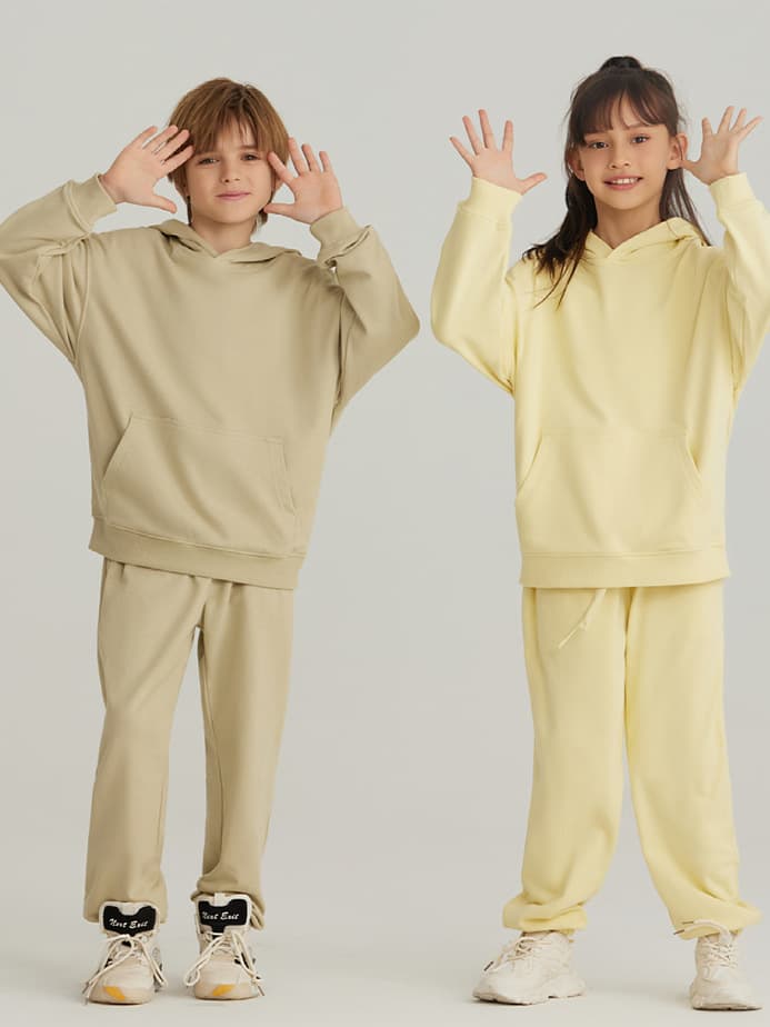 Kids Hoodie 330g Pure Cotton Terry Cloth American Retro Fashion Trendy Solid Color Versatile Unisex Printed
