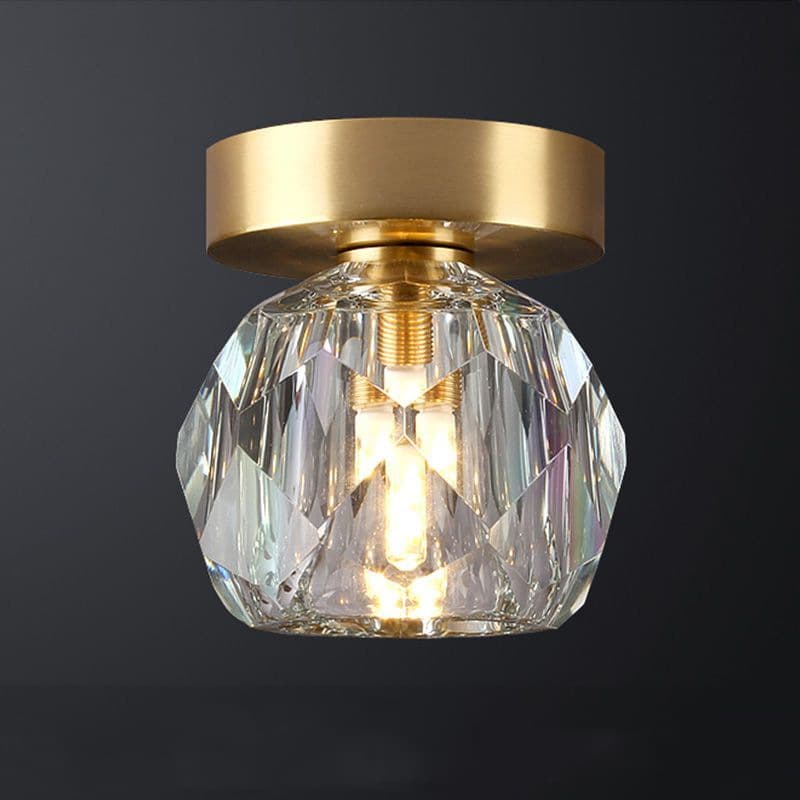 Scandinavian Accessible Luxury Crystal Aisle Light Entrance Light Simple LED Ceiling Light Balcony Cloakroom Corridor Lighting All Copper