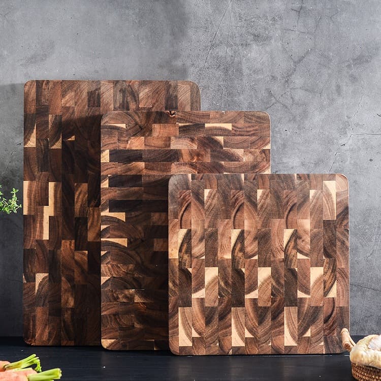 Factory Direct Sale Acacia Wood Cutting Board for Home Kitchen, Large Size, Durable Solid Wood, Geometric Grid Splicing Wooden Chopping Board