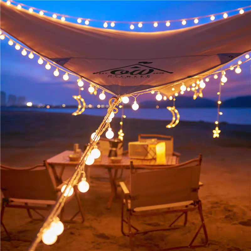 Star Bubble Ball Camping String Lights Outdoor Waterproof Solar Warm Light Courtyard Decorative Picnic Atmosphere Lights