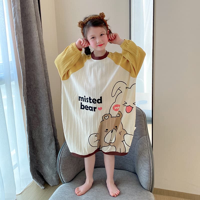 S-XL Ribbed Cotton Onesie Sleep Dress for Baby Boys and Girls, Spring/Autumn Long Sleeve, Air Conditioning Pajamas, All-Season One-Piece Sleepwear