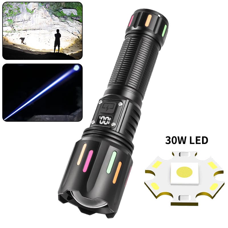 Cross-border new product white laser LED strong light high-power flashlight outdoor waterproof Type-C rechargeable zoom flashlight