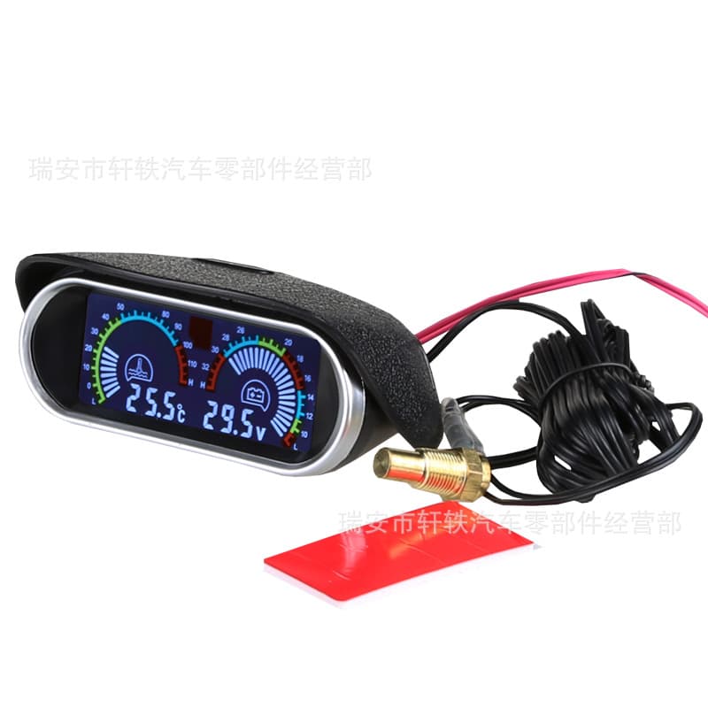 Cross-border Export Car Water Temperature 12V 24V Truck Engineering Vehicle Modified Dashboard LCD Water Temperature Voltage Meter