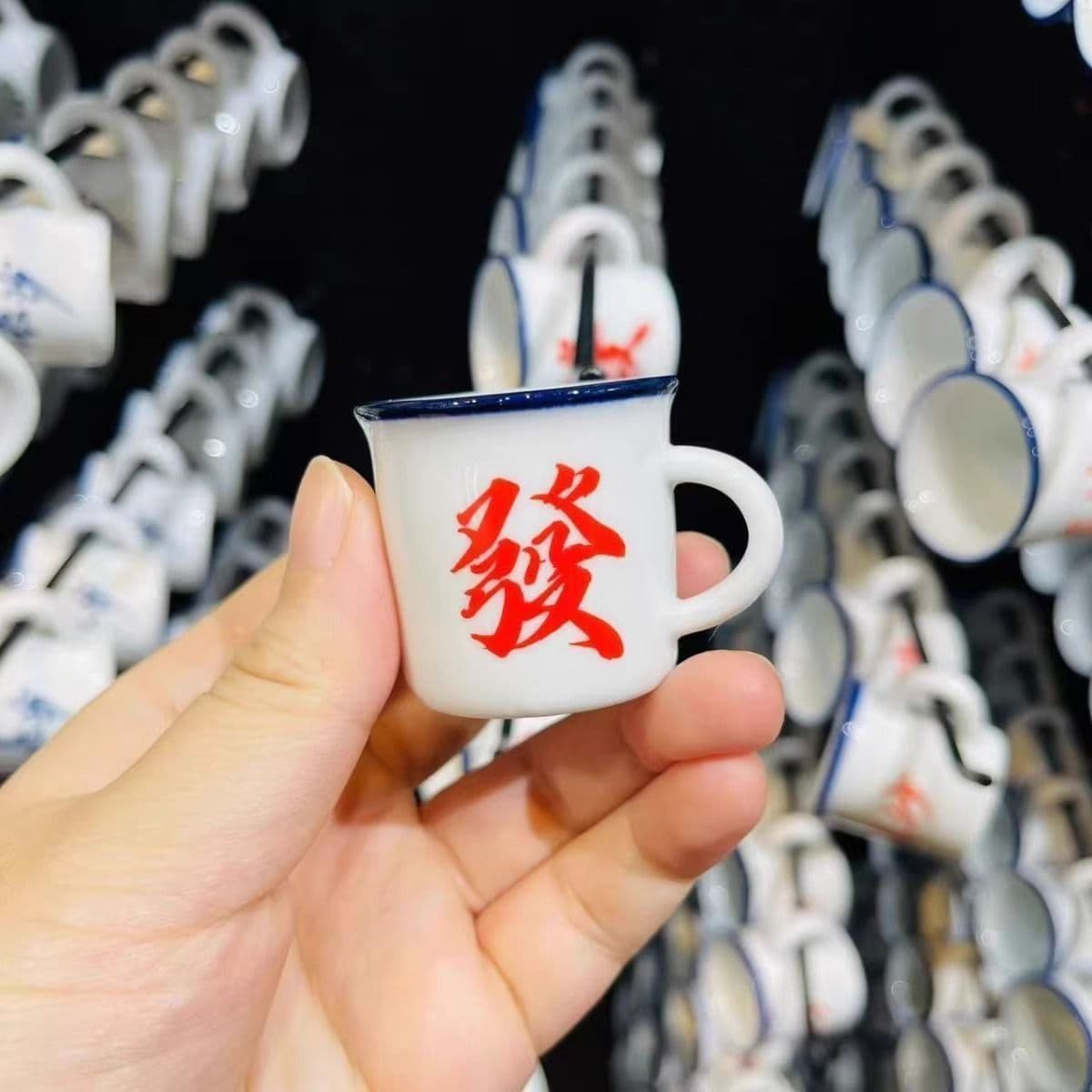 Mini Ceramic Shot Glass, Small Ceramic Wine Cup, Thumb Cup, Vintage Retro with Handle, Mini Cup