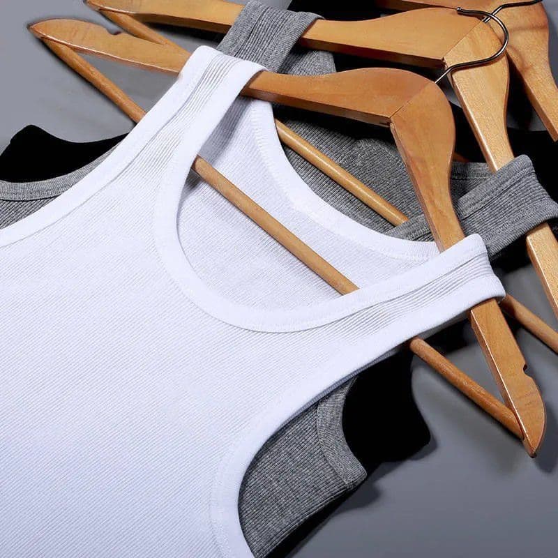 Low Price Thick Ribbed Vest for Men, Solid Color Youth Slim Breathable Elastic Sports Summer Men's Sleeveless Round Neck Thin Style
