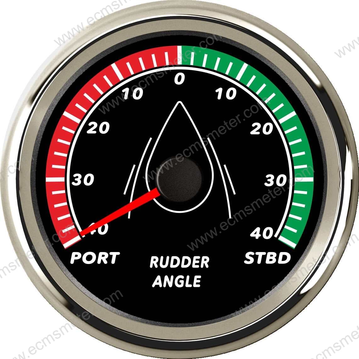ECPC 85mm diameter multi-color backlit rudder angle indicator displaying yacht rudder position