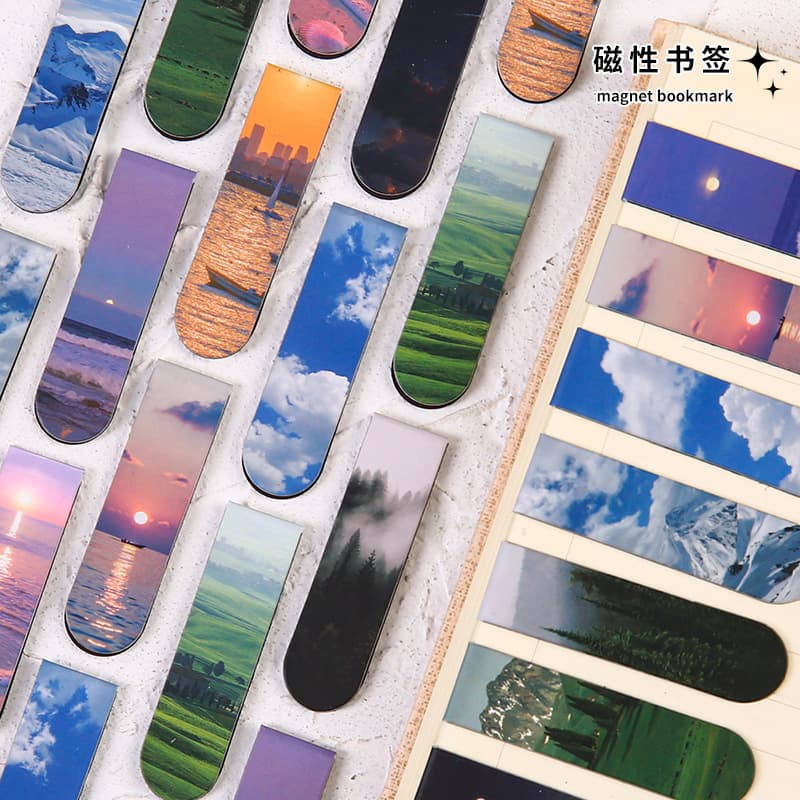 Fresh and Dreamy Magnetic Bookmark Minimalist Ins Scenery Cloud Student Journal DIY Reading Magnetic Book Clip