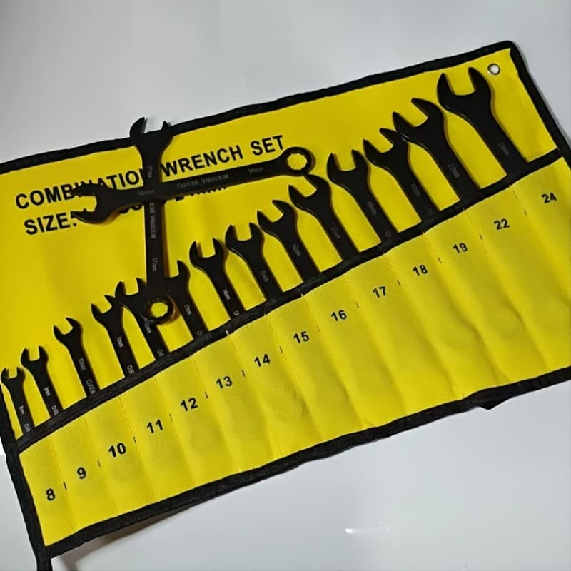 Multi-functional wrench set, including open-end wrench, box wrench, adjustable wrench, torque wrench, and more.