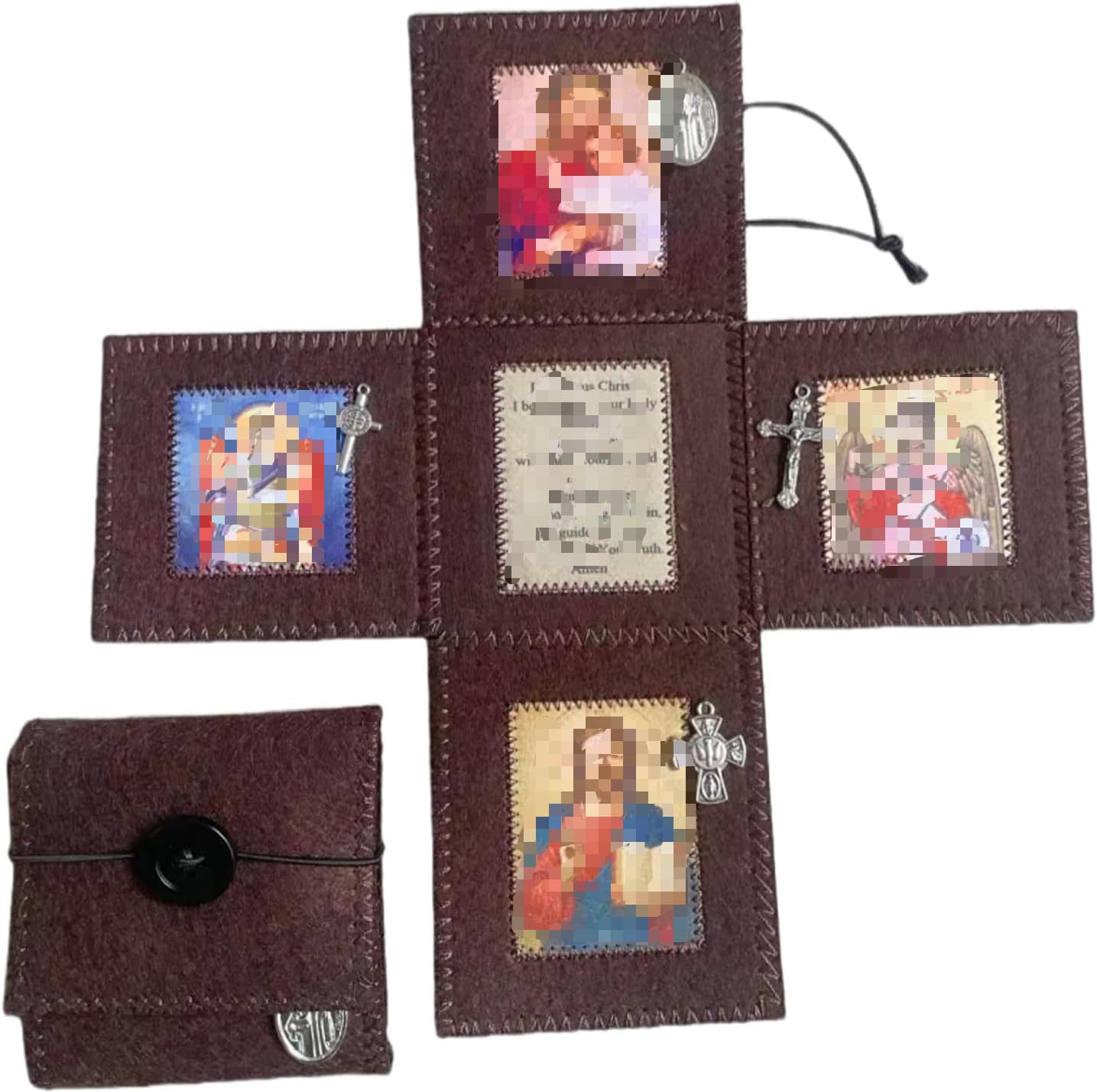 Cross-border New Arrival in Stock Catholic Pocket Shrine Folding Mini Ornament Fabric Decoration
