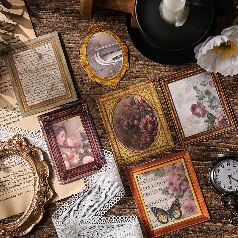 Yuezhen Vintage Film Cut Memo Sticker Pack Cross-border Journal Material Decorative Border Creative Stickers