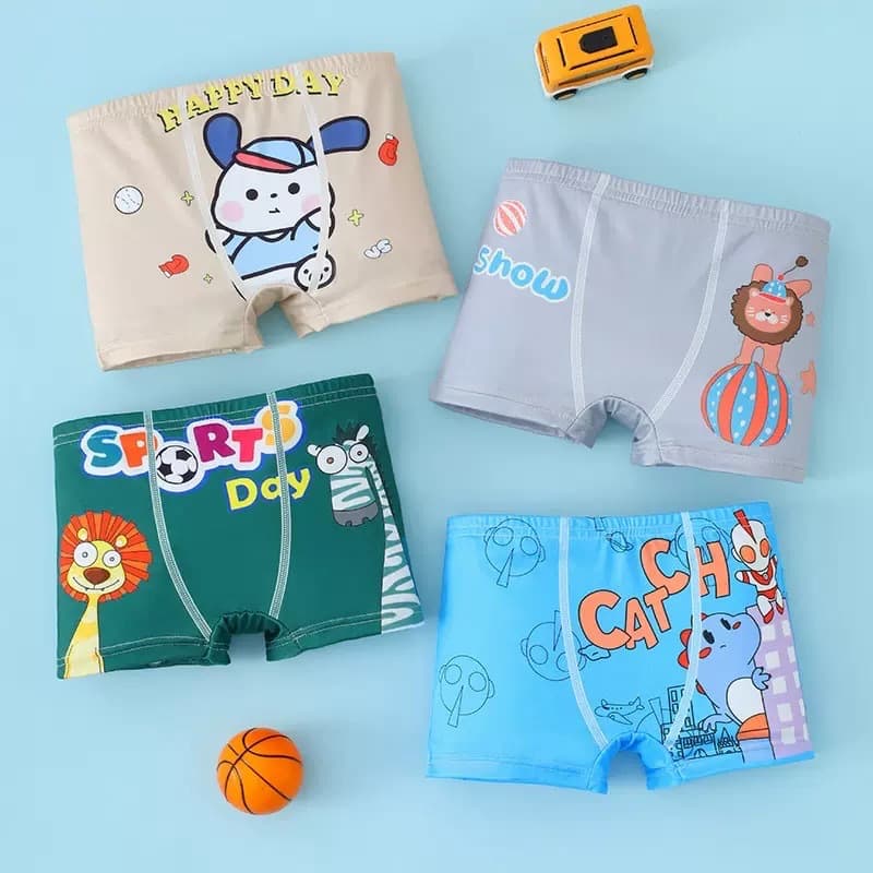Children's Boxer Briefs for Boys, Elastic Breathable Cartoon Underwear for Toddlers and Older Kids, Wholesale Factory Direct