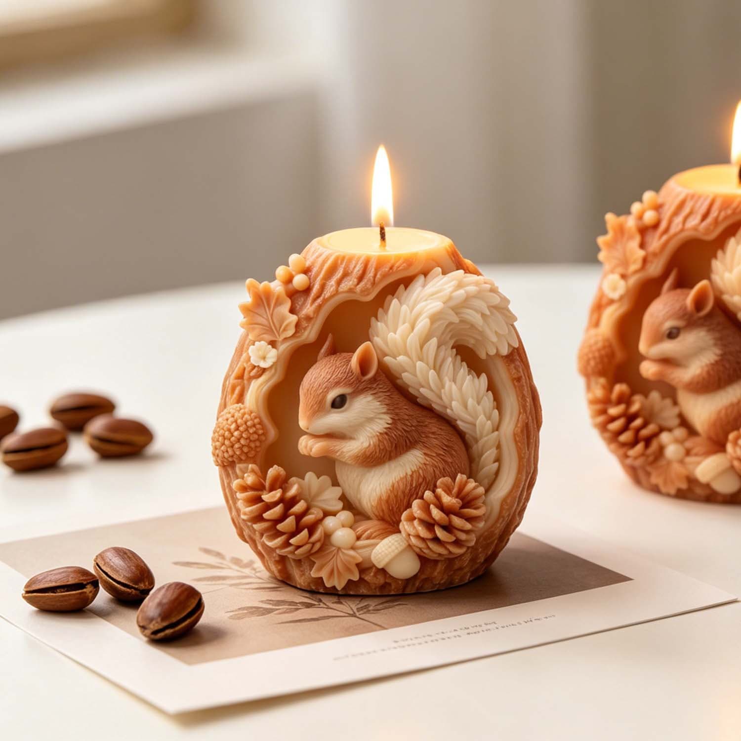 Caifu DIY Pinecone Aromatherapy Candle Resin Mold Squirrel Floating Ornament Silicone Mold Cross-border