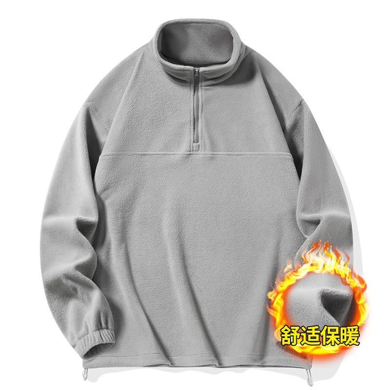 Cross-border stand-collar sweatshirt for men in autumn and winter polar fleece pullover long-sleeved inner thick warm trendy basic sweatshirt