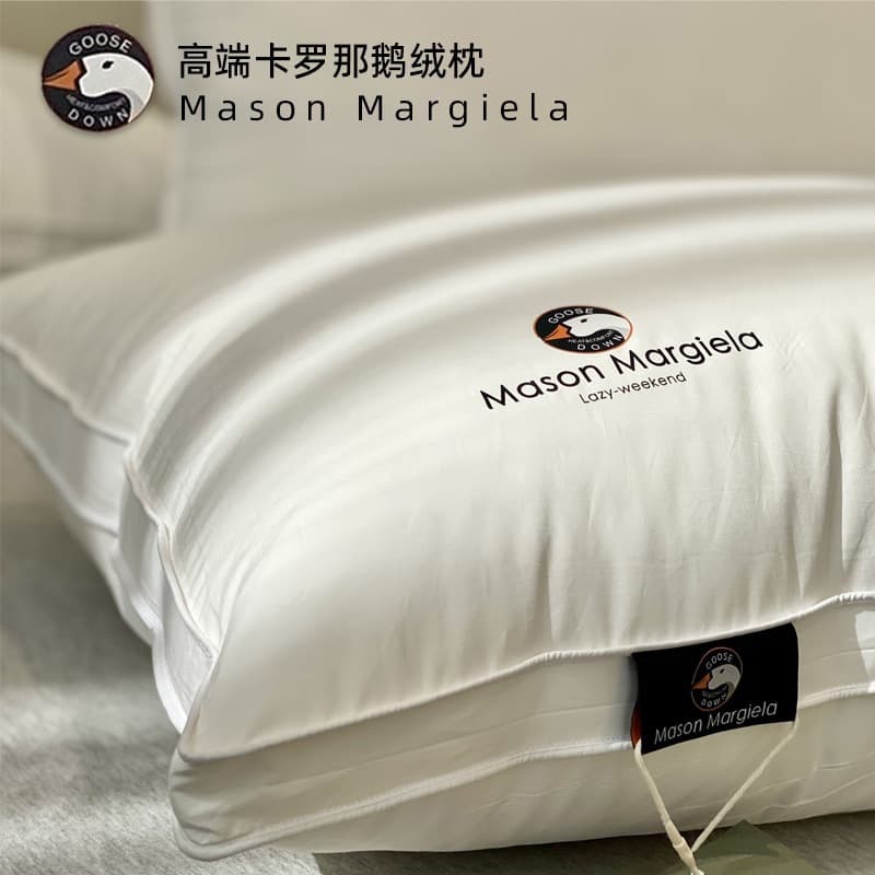 Large Fluff Down Pillow Five-star Hotel White Goose Down Pillow Core Warm Cervical Care Pillow Home Use Single/Double Pillow