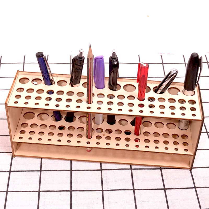 Cross-border DIY Wooden 5-Size Pen Holder for Paintbrushes, Pencils, Markers Storage Shelf Laser Engraved 139