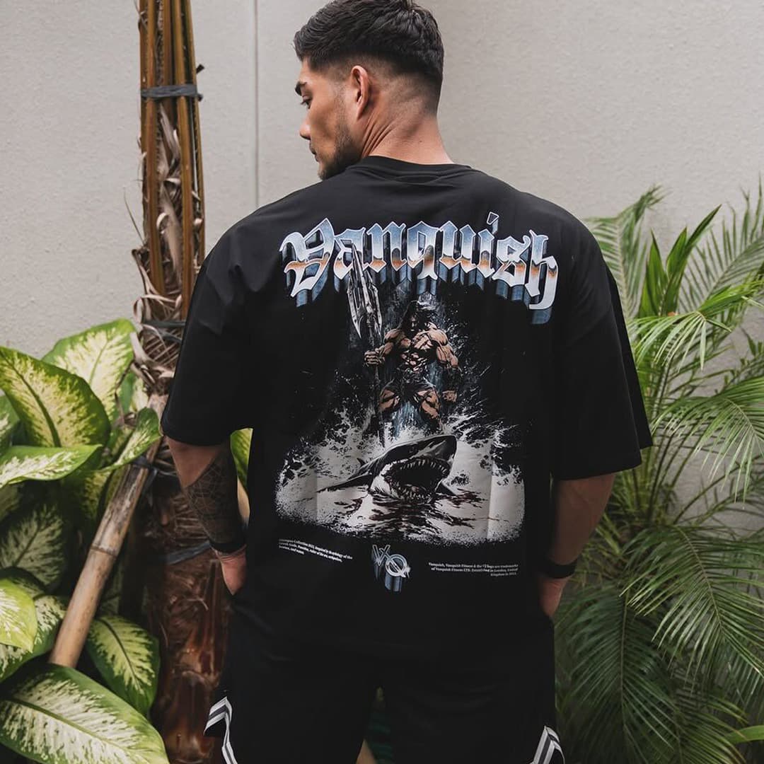 Ancient Greek Mythology VQ Aquaman Workout Loose Cotton Short Sleeve T-Shirt Men Women Sports American Printed Round Neck Cross-Border