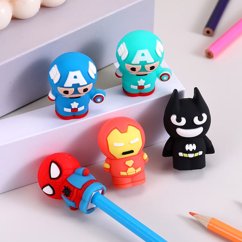 Cartoon Cute Avengers Pencil Sharpener Cartoon Cute Doll Silicone Pencil Sharpener Elementary School Student Portable Pencil Sharpener