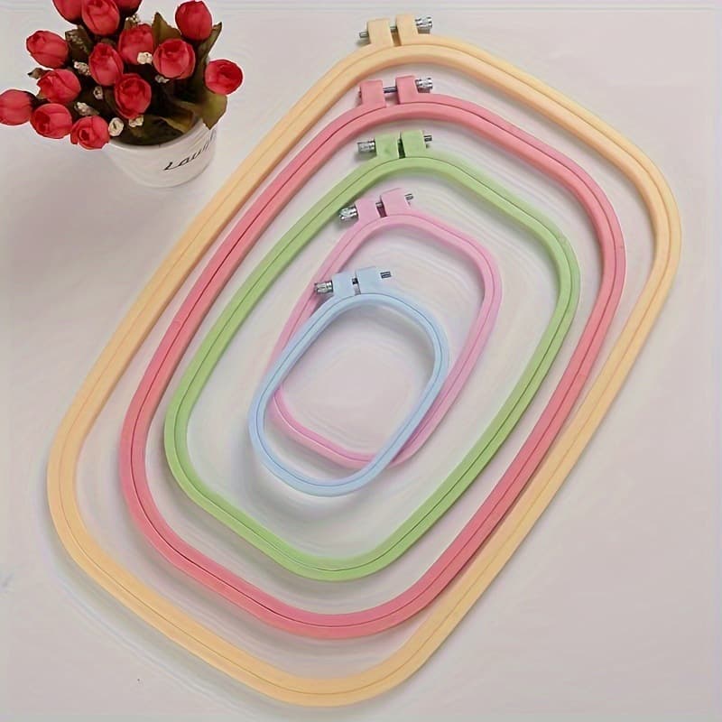 Cross Stitch Embroidery Tool Square Colorful ABS Embroidery Hoop Cross Stitch Hoop Embroidery Accessories Multiple Sizes