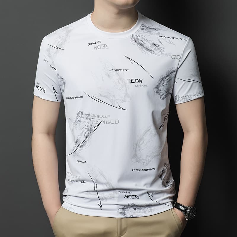 2026 Summer New Men's T-Shirt Camouflage Light Luxury Casual Quick-Dry Sports Loose Round Neck Short Sleeve Versatile