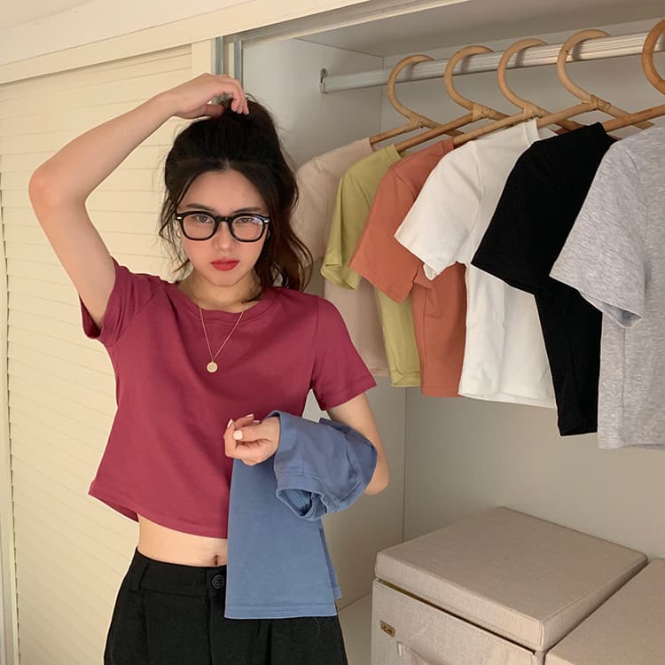 Candy Color Short Round Neck Short Sleeve T-Shirt Women Summer Loose Clothes Ladies Top High Quality Milk Silk Fabric Style