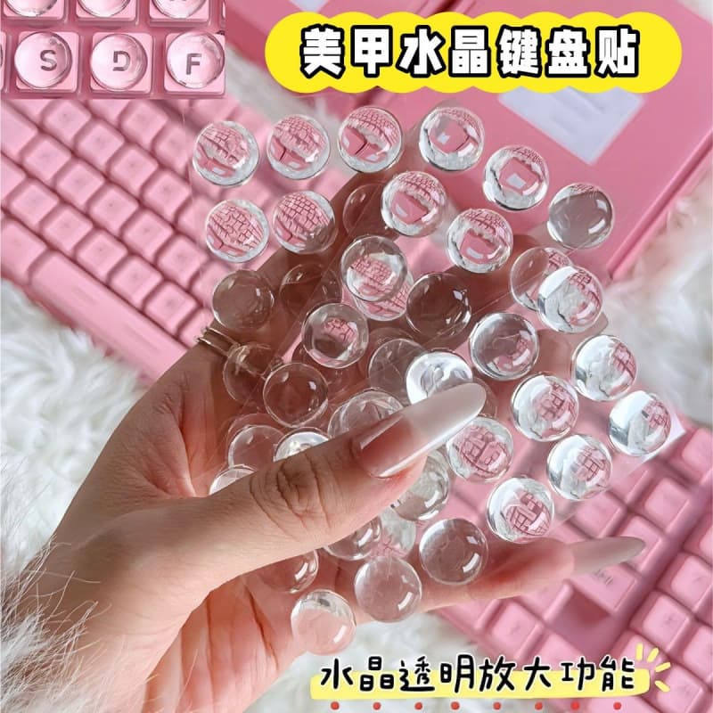 Transparent enlarged keycaps for women, upgrade long keyboard stickers, nail-friendly typing aid to prevent manicure damage, crystal nail design