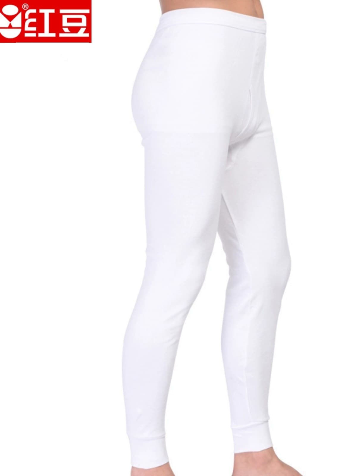 Red Bean Autumn Long Johns Men's White Cotton Thermal Underwear Women's Thermal Base Layer Couple Mid-High Waist Pants