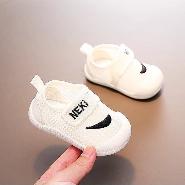 Baby Boy Single Mesh Breathable Shoes Toddler Walking Shoes White Mesh 9 Months Girl 1 Year Anti-Slip Anti-Kick Summer Style