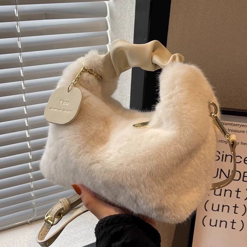 Women's Handbag 2025 New High-End Plush Cross-Body Handbag Large Capacity Commuter Shoulder Bag