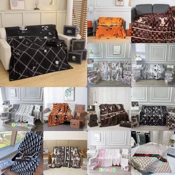 Foreign trade trendy brand blanket flannel coral velvet thickened lunch break air-conditioned office sofa blanket gift box wholesale