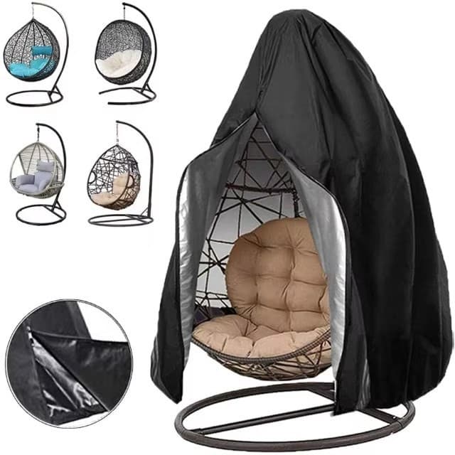 Cross-border Amazon Outdoor Egg Chair Dust Cover, 210D Oxford Fabric with Zipper, Thickened Rain and Sun Protection