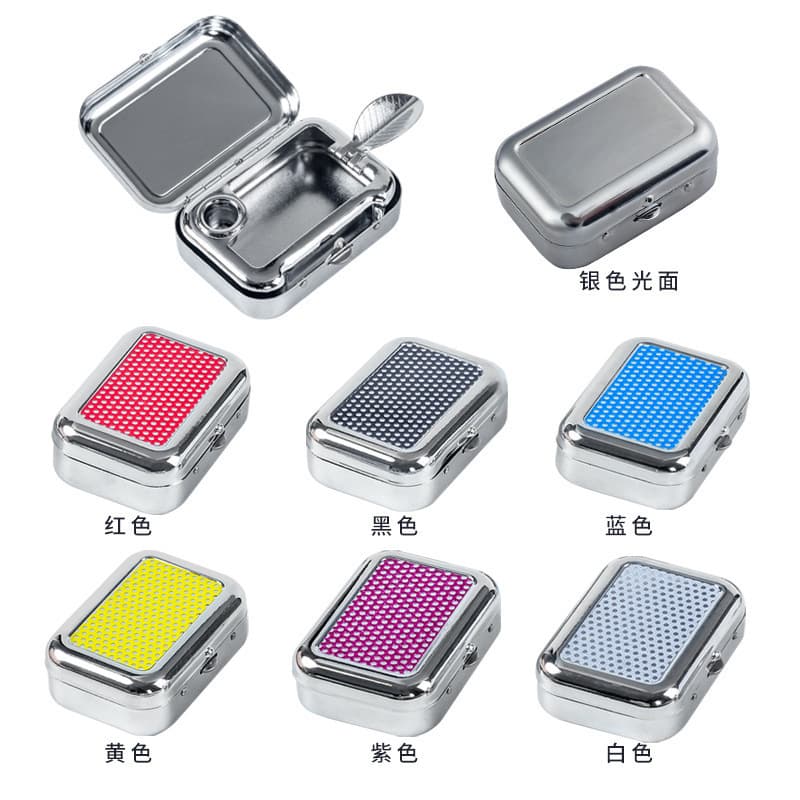 Cross-border Hemp Leaf Ashtray Metal Outdoor Ashtray Portable Ashtray Creative Fashion Square Ashtray