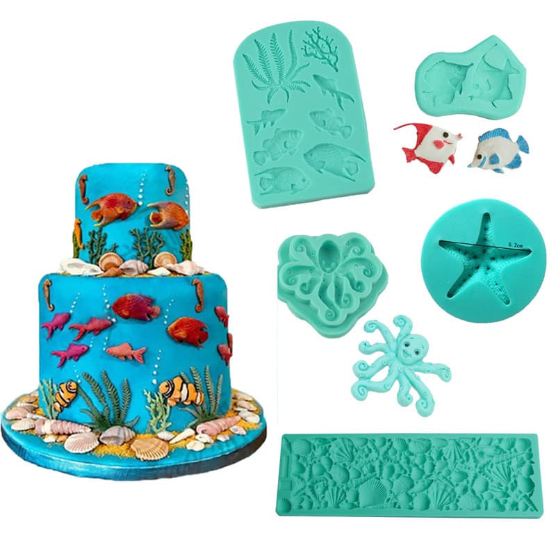 Ocean Theme Cake Gummy Mold Coral Sea Shell Fondant Cake Tool Baking DIY Clay Decoration Ornament