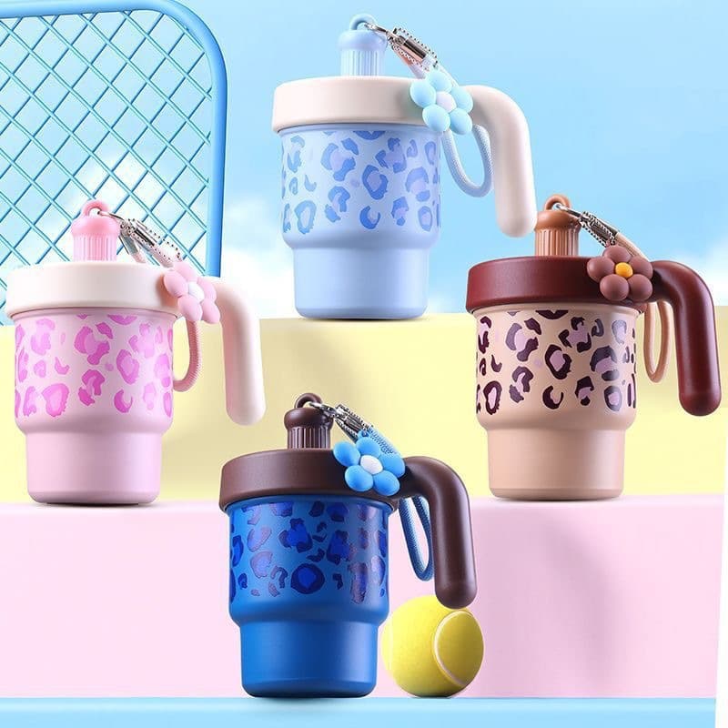 New High-Aesthetic Insulated Tumbler with Handle for Women Desktop Straw Water Cup Large Capacity Coffee Cup Leopard Print Tumbler