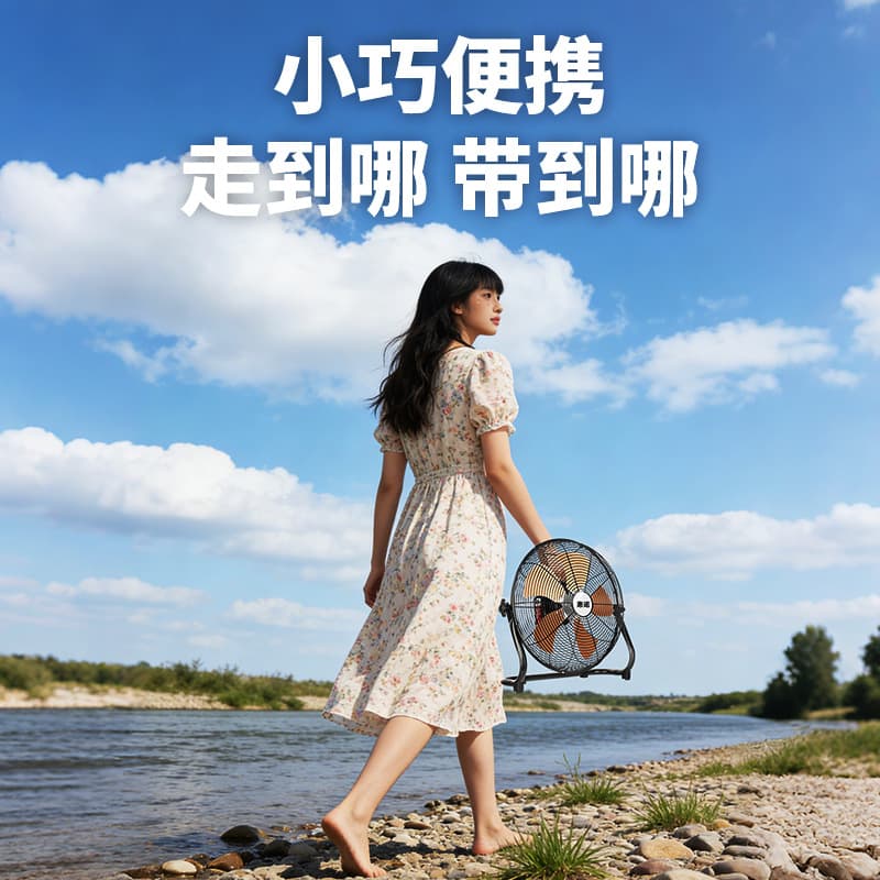 Wireless Floor Fan Rechargeable Fan for Camping, Street Vending, Construction Sites, Long Battery Life, Compatible with Makita Battery Interface