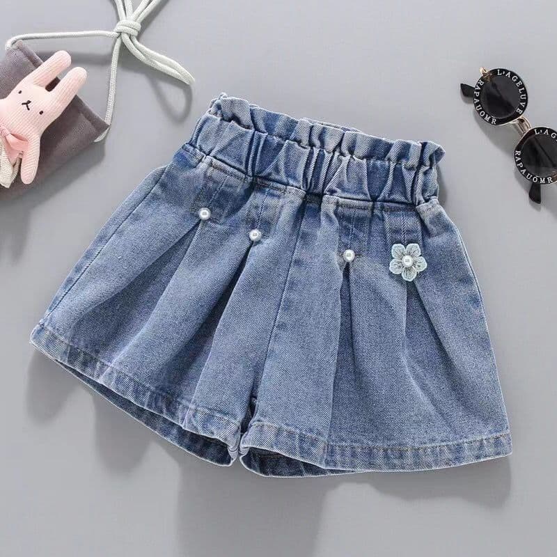 Girls' Shorts Summer 2024 New Style Medium and Large Kids Thin Short Skirt Little Girls Versatile Denim Pants