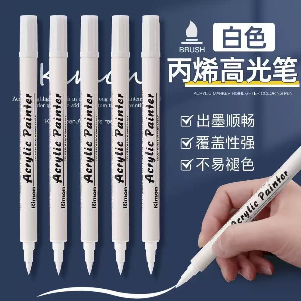 White Acrylic Highlighter Marker White Dot Pen for Student Drawing Highlight Pen DIY Waterproof Quick-Dry Pen