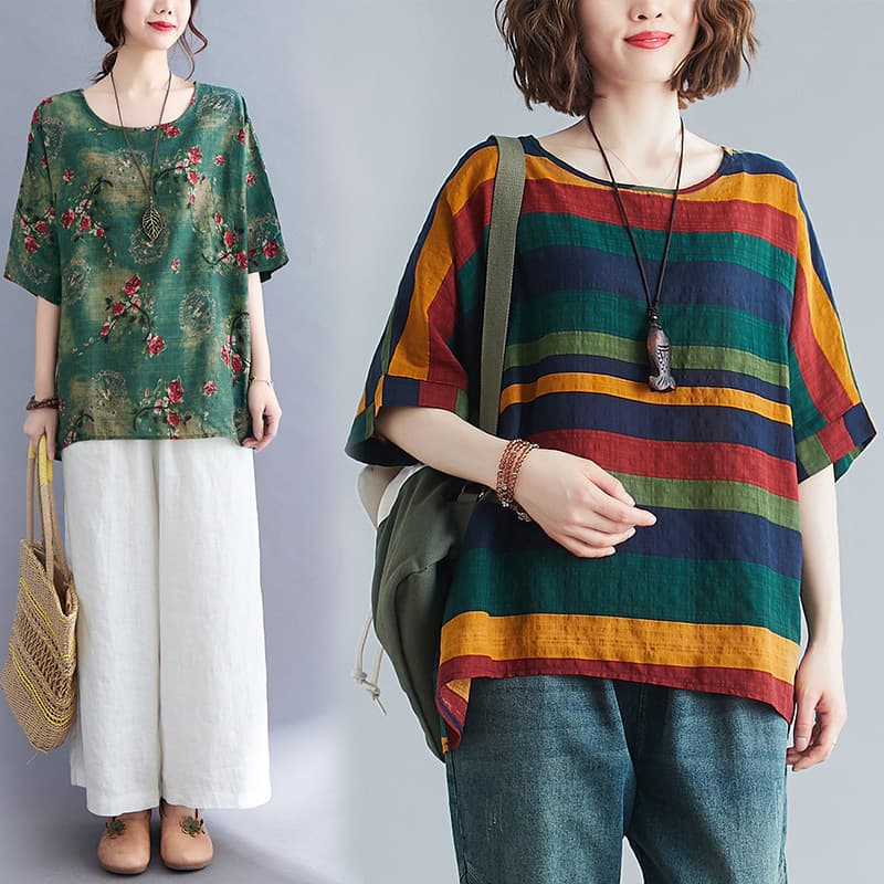 Plus Size Women's Tops Loose Batwing Sleeve T-Shirt for European and American Market, 200 Jin, Slimming Casual Blouse