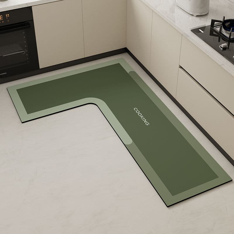 Kitchen floor mat, diatomaceous earth absorbent soft mat, L-shaped, oil-absorbing, quick-drying, wipeable, washable, oil-proof, stain-resistant carpet, factory available.