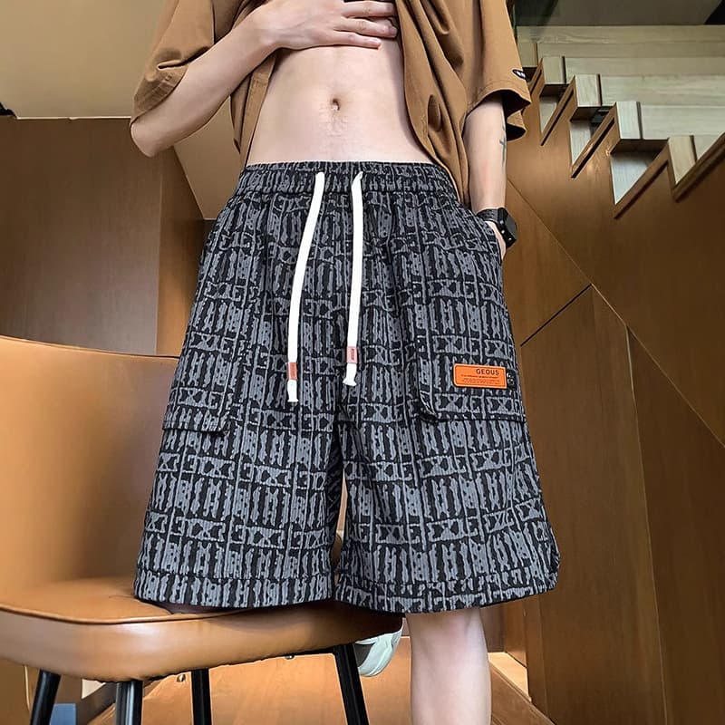Full Print Tooling Shorts Men's Summer Outer Wear American Style High Street Sports Fitness Pants Youth Casual Running Pants
