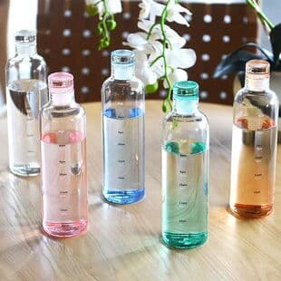 Trendy High Appearance Glass Cup, Colored Water Bottle, Simple Unisex Transparent Drinking Cup, Heat Resistant Portable Outdoor Water Bottle