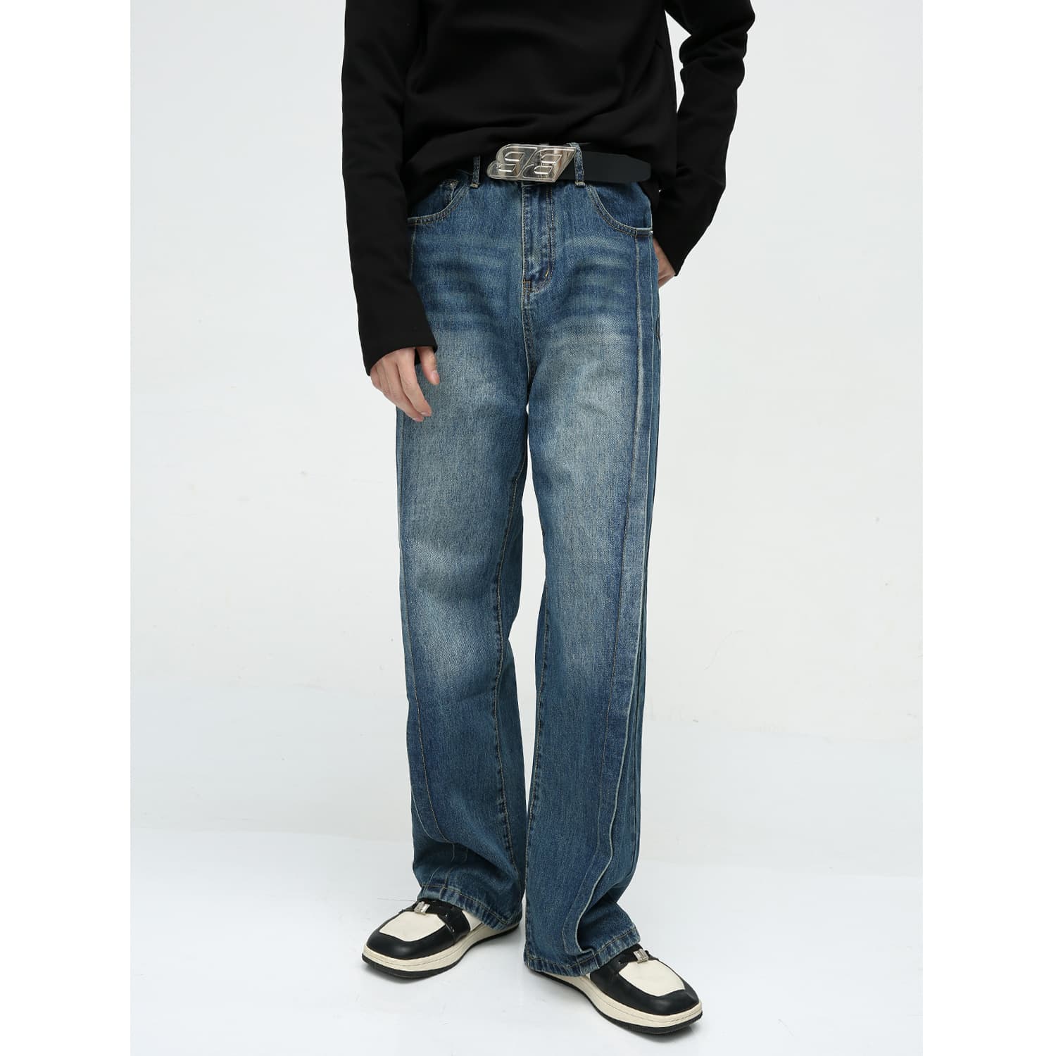 MTLCLOTHES Men's Clothing | 2023 Fall New Arrival American High Street Premium Patchwork Niche Design Jeans