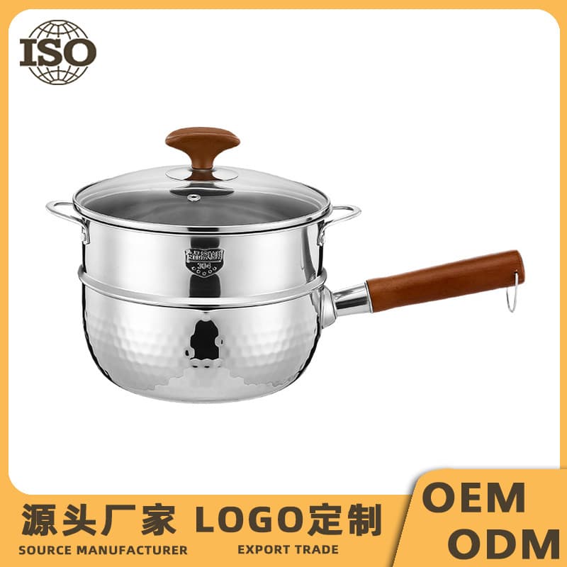 Wholesale 304 3-Layer Steel Stainless Steel Snow Flat Pot, Home Large Capacity Soup Pot, Baby Food Pot, Japanese Steamer