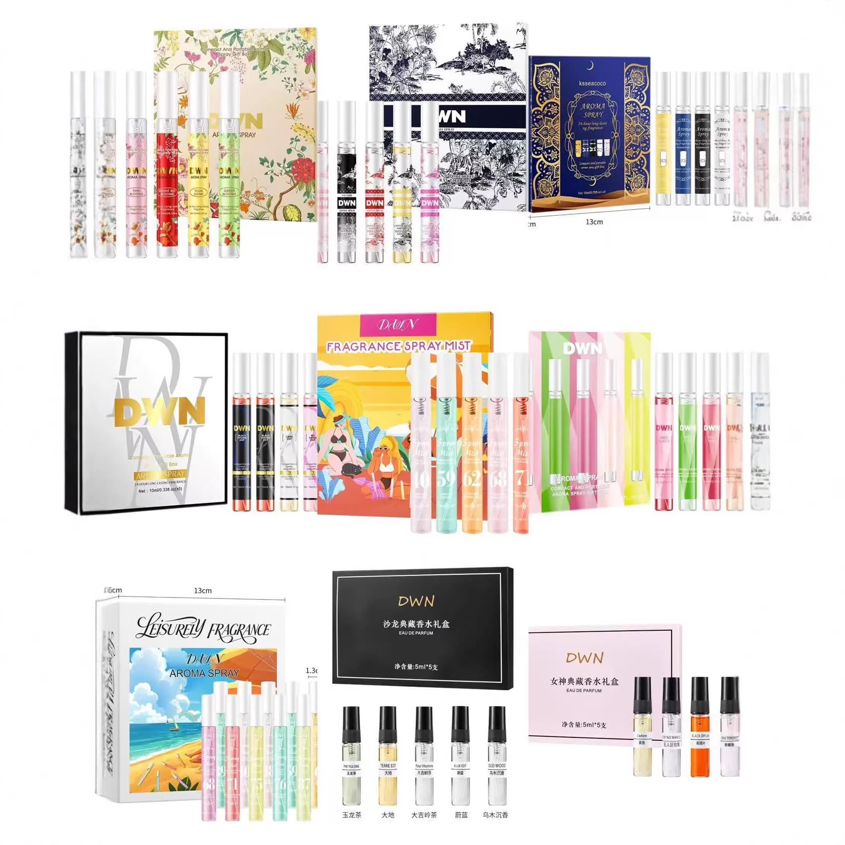 Cross-border popular digital perfume box set gift box hair and body spray women's big-name perfume sample long-lasting fragrance
