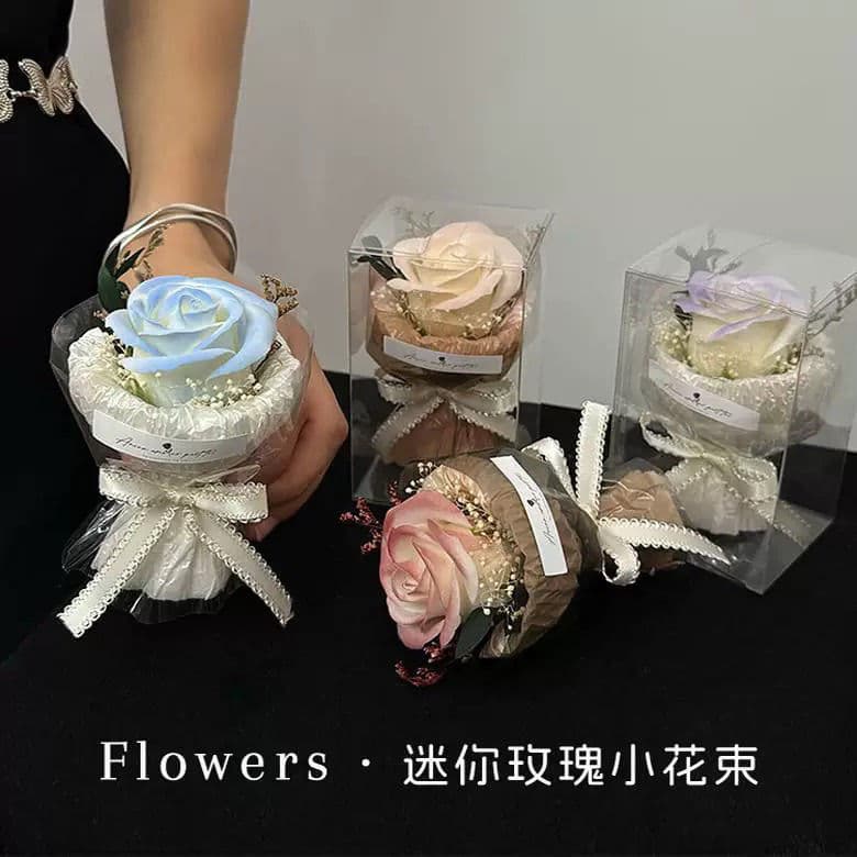 Soap Flower Mini Roses - Preserved Flower Gifts, Dried Mini Souvenirs for Best Friends' Birthdays, Foreign Trade Wholesale
