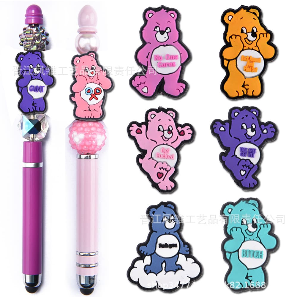 PVC beads new swearing bear double-sided beaded ballpoint pen diy beads loose beaded beaded pen focus bead jewelry accessories