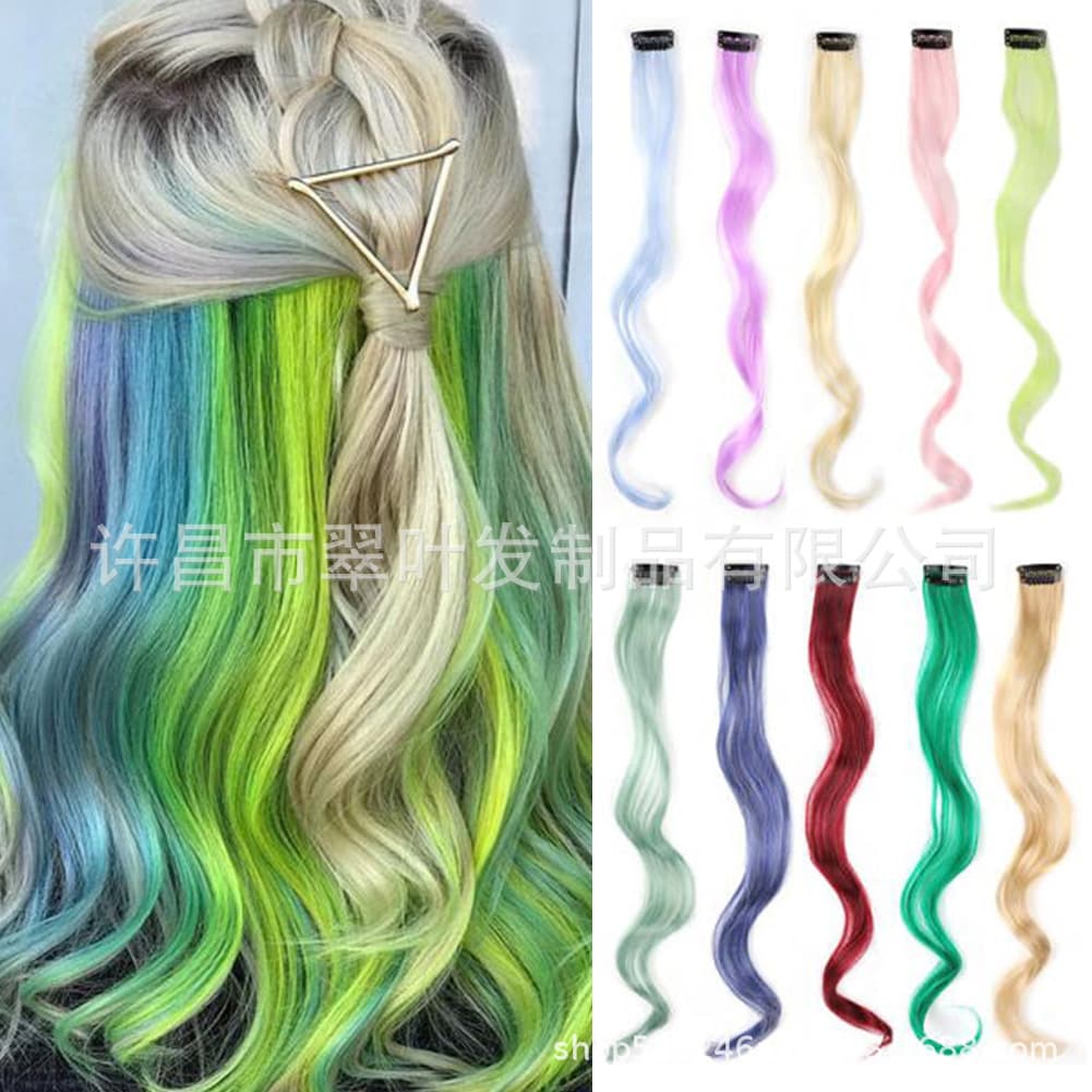 Cross-border Trade Clip In Hair Curly Hair, Ear Hook Dye Curly Hair Extensions, Colorful Single Color Single Clip Hair Extensions