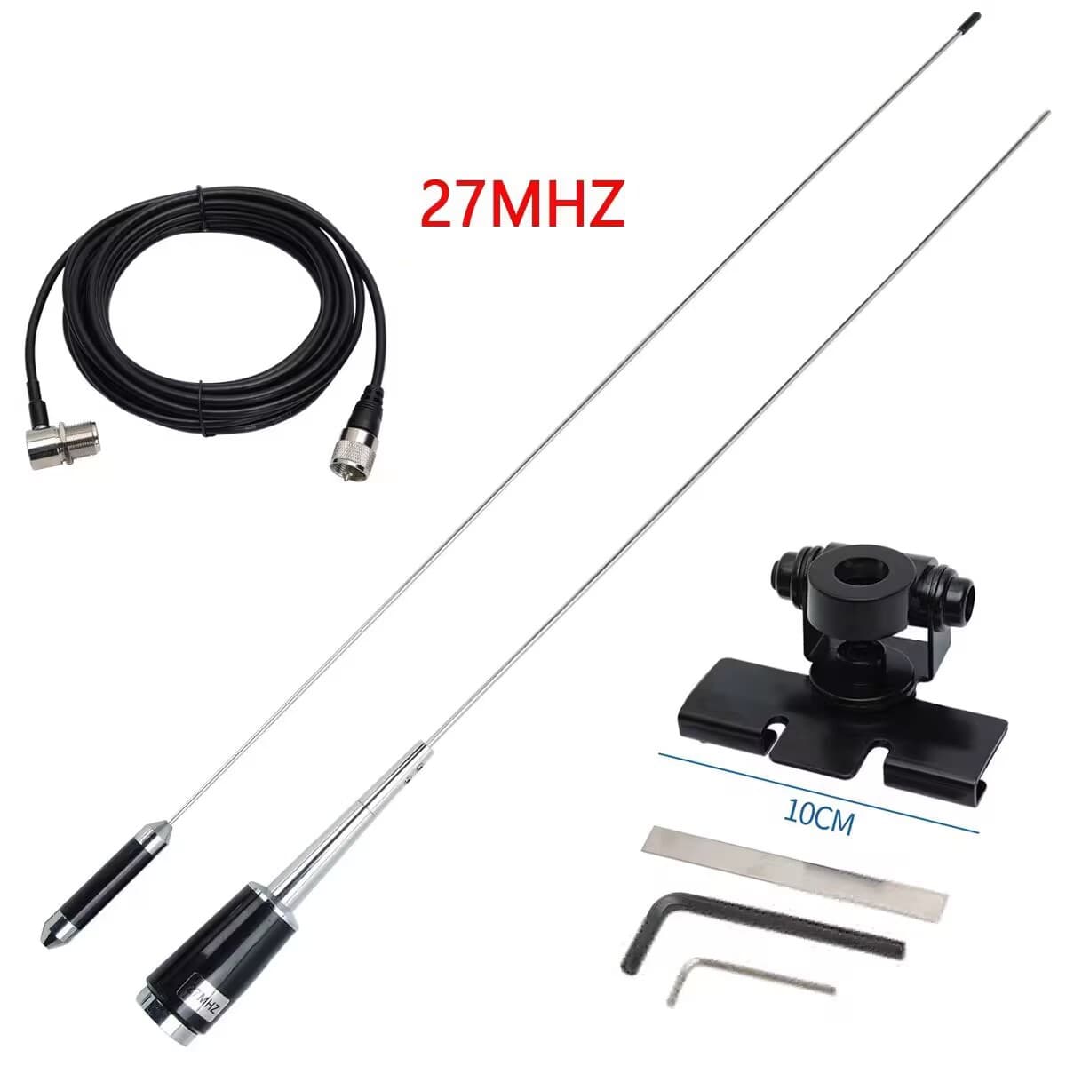 Shortwave CB Radio Fishing Boat Vehicle-Mounted Radio ARGO300 Walkie-Talkie 27M-39MHz Edge Clamp Feeder Cable with Whip Antenna